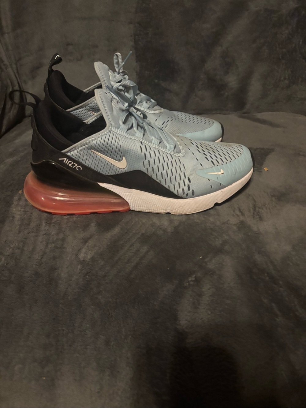 Nike Women's Air Max 270 Sky Blue with Black and Rose Sole Sneakers